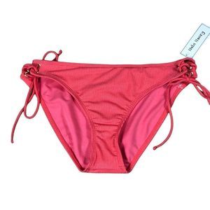 Hula Honey Pink Ribbed Lace Up Sides Bikini Bottom Size XL